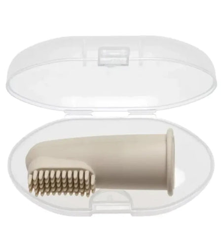 Silikon-Fingerzahnbürste mit Etui - Beige